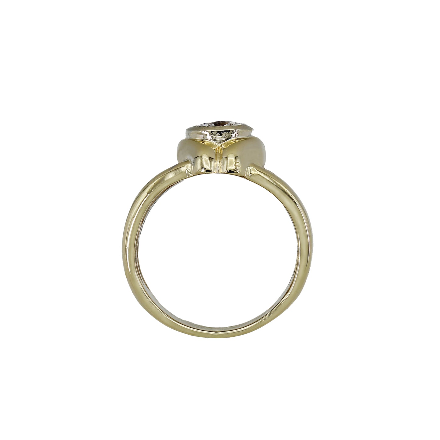 14k Two-Tone Gold CZ Solitaire Band Style Ring