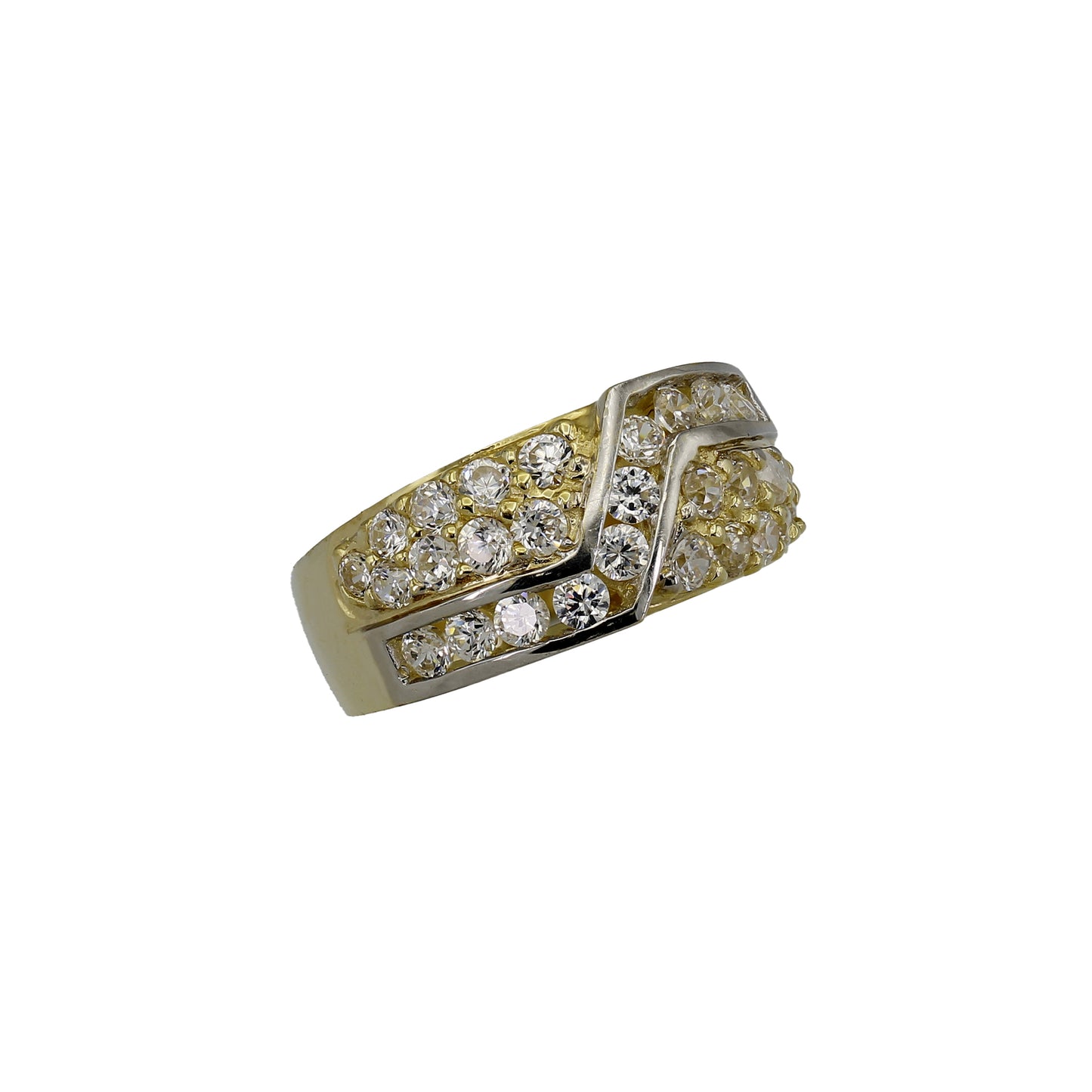 14k Two-Tone Gold Fancy Pave CZ Ring