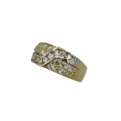 14k Two-Tone Gold Fancy Pave CZ Ring