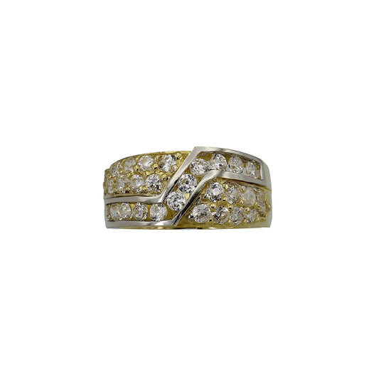 14k Two-Tone Gold Fancy Pave CZ Ring