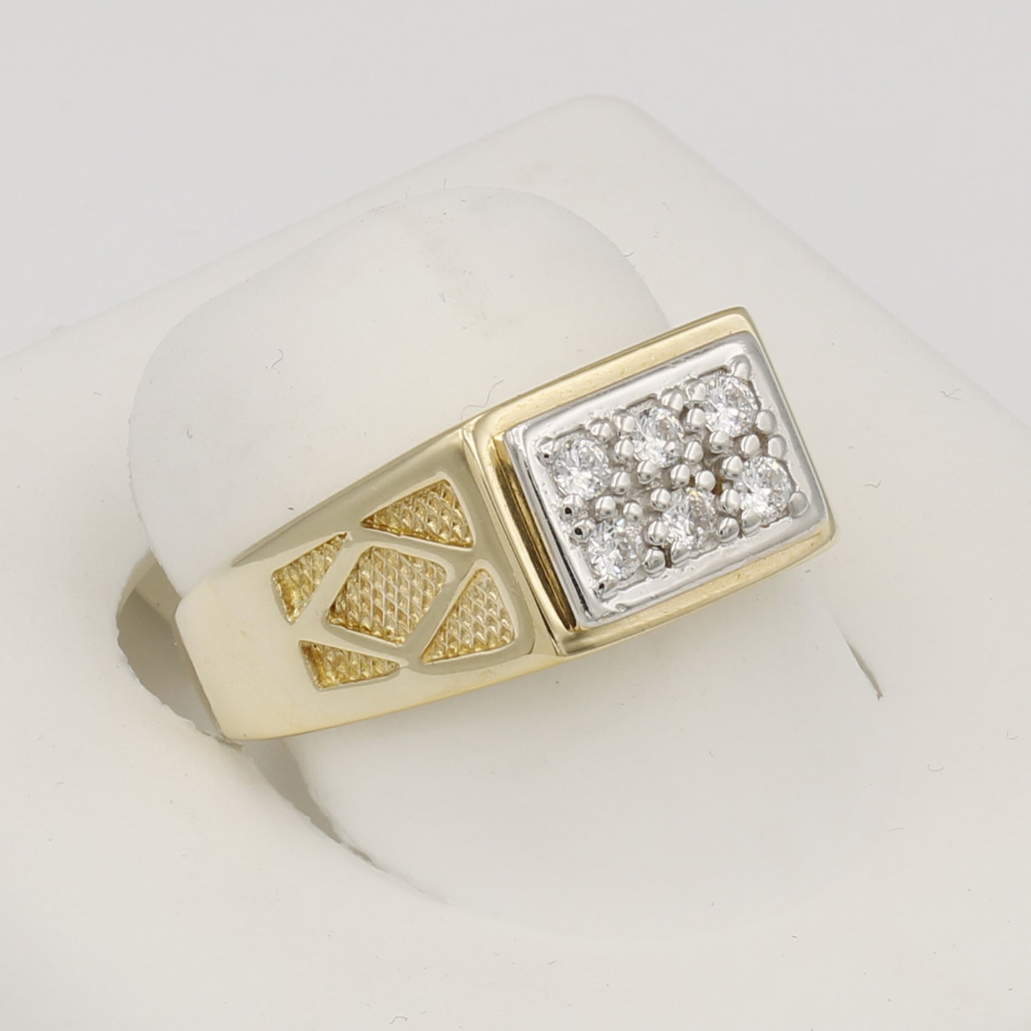 14k Yellow Gold Men's Pave CZ Ring