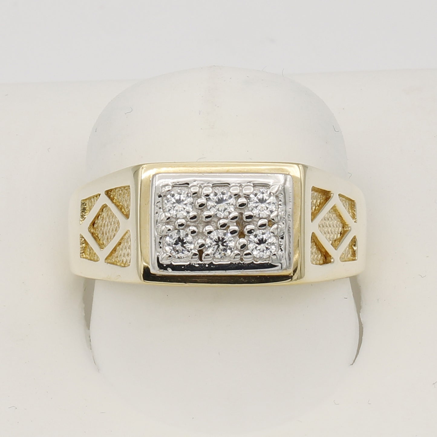 14k Yellow Gold Men's Pave CZ Ring