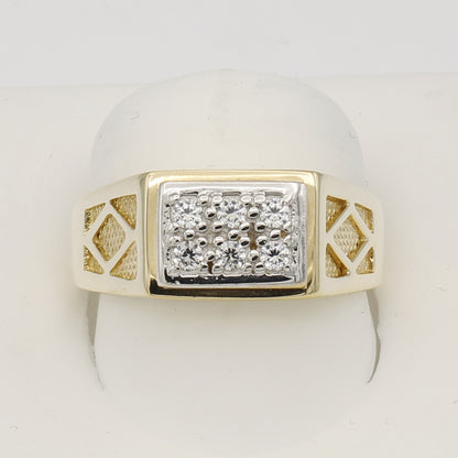 14k Yellow Gold Men's Pave CZ Ring