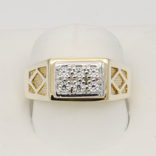 14k Yellow Gold Men's Pave CZ Ring