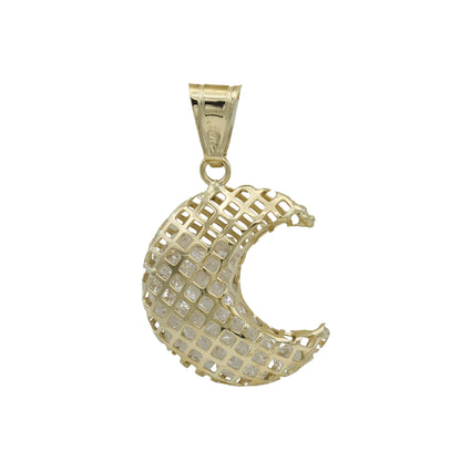 14k Yellow Gold CZ Moon Charm Pendant