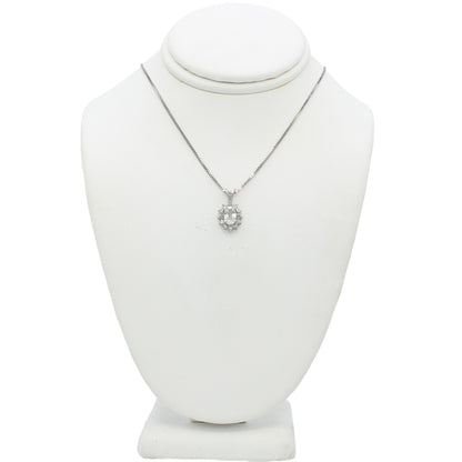 14k White Gold Diamond & CZ Birthstone Pendant