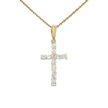 14k Yellow Gold CZ Cross Pendant