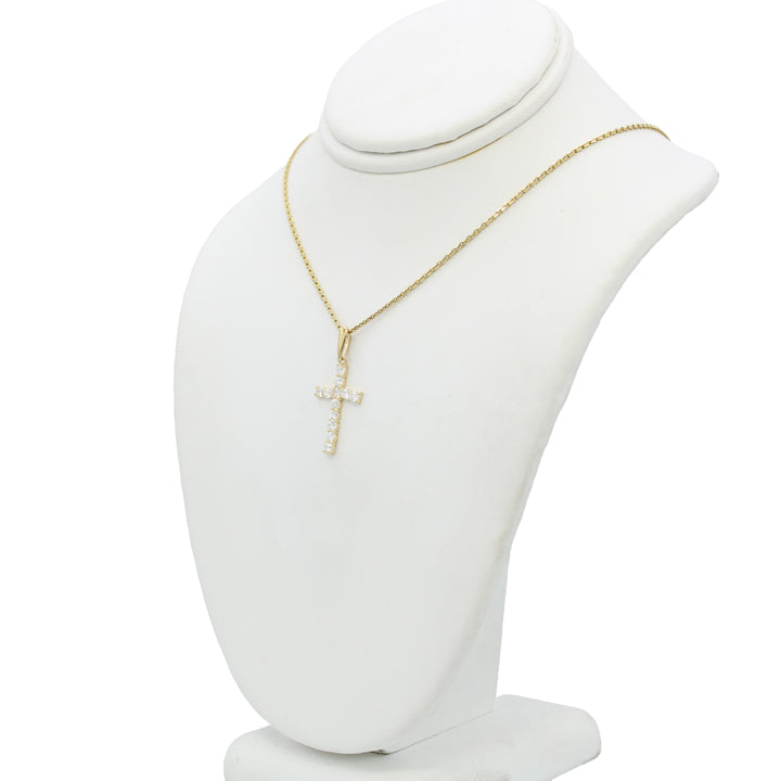 14k Yellow Gold CZ Cross Pendant