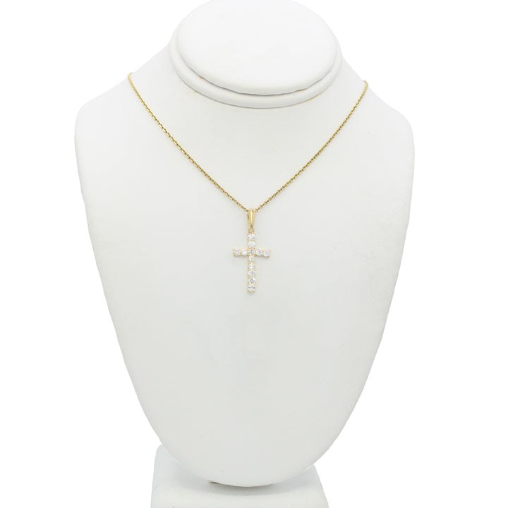 14k Yellow Gold CZ Cross Pendant