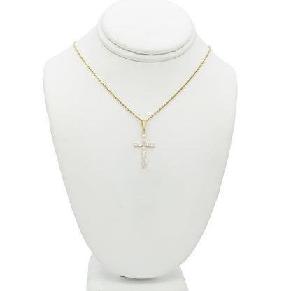 14k Yellow Gold CZ Cross Pendant