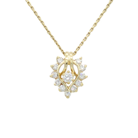 14k Yellow Gold CZ Heart Pendant