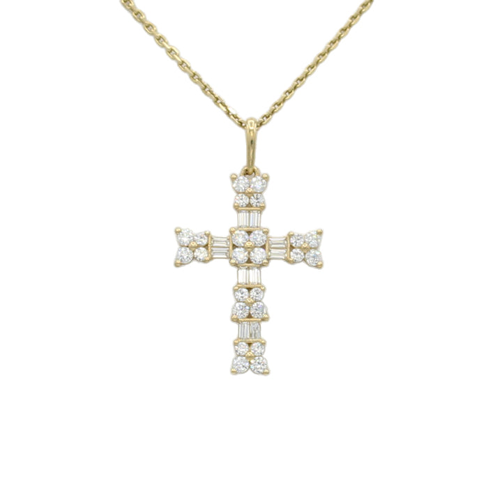 14k Yellow Gold CZ Cross Pendant