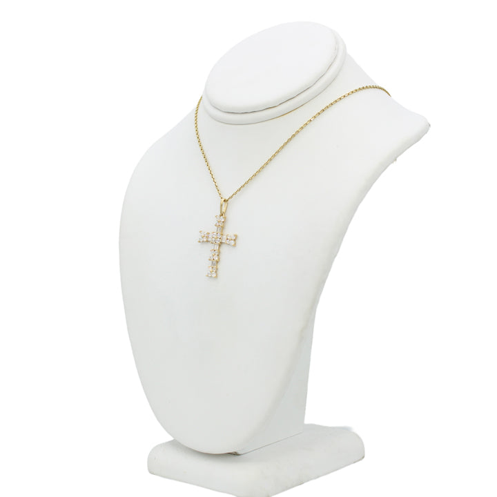 14k Yellow Gold CZ Cross Pendant