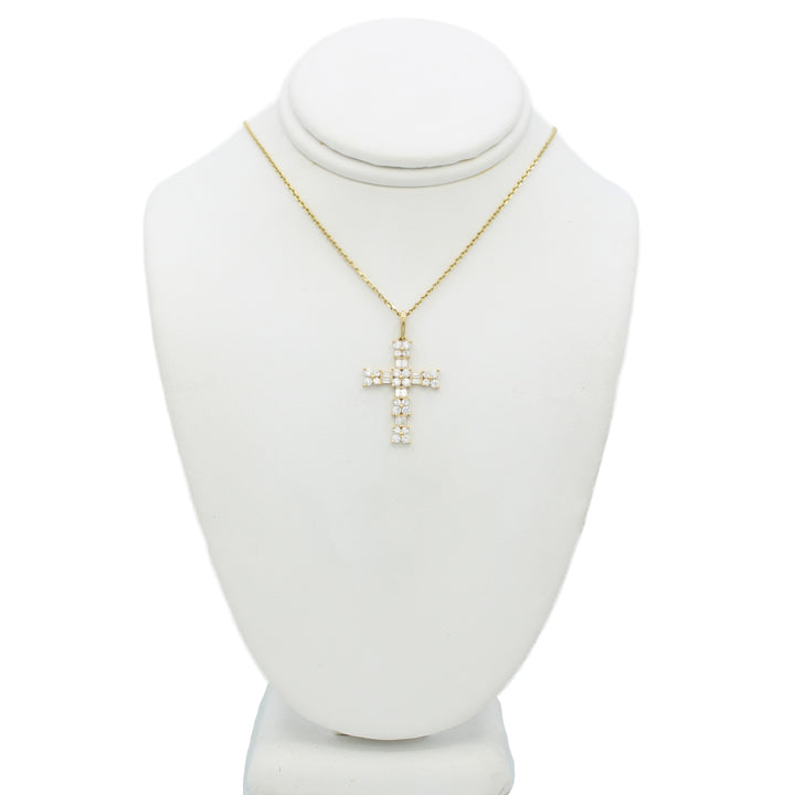 14k Yellow Gold CZ Cross Pendant