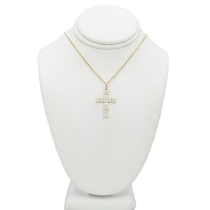 14k Yellow Gold CZ Cross Pendant