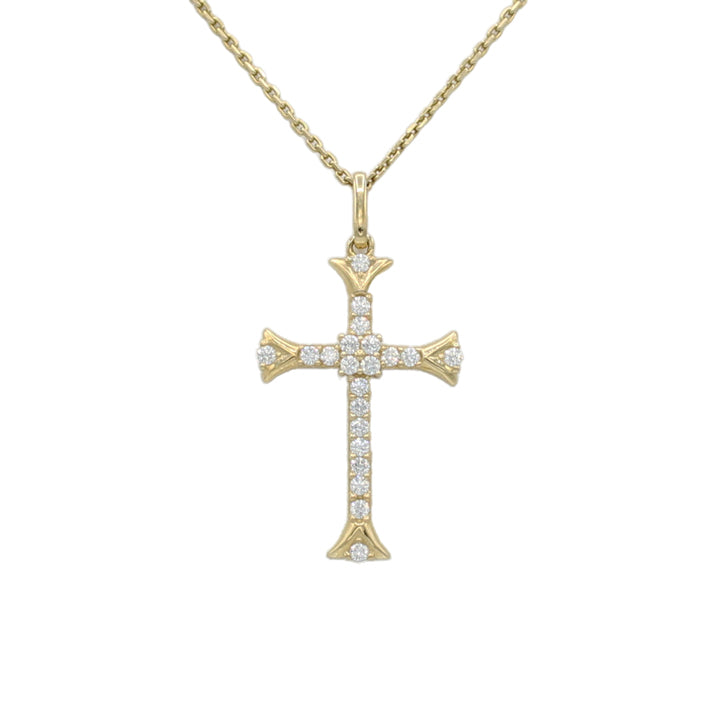 14k Yellow Gold CZ Cross Pendant