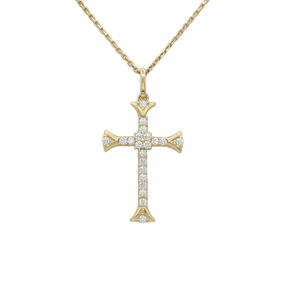 14k Yellow Gold CZ Cross Pendant