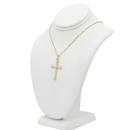 14k Yellow Gold CZ Cross Pendant