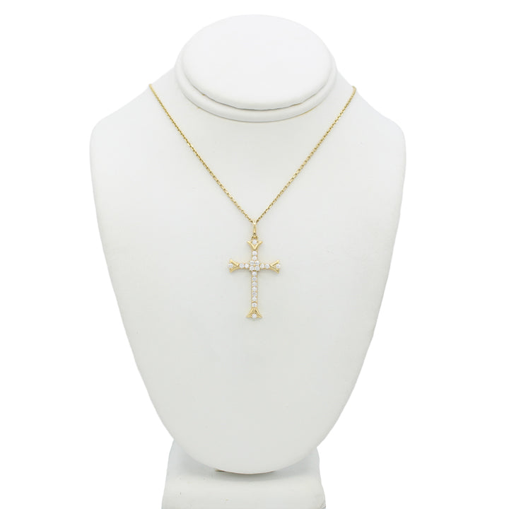 14k Yellow Gold CZ Cross Pendant