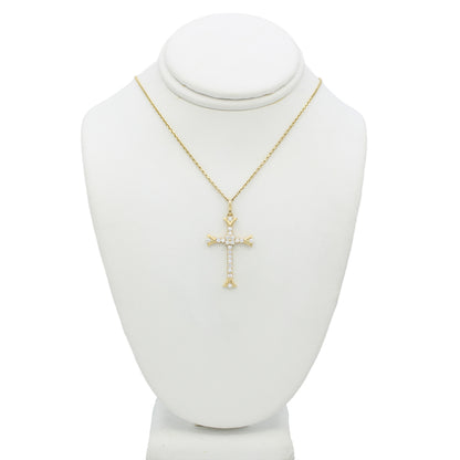 14k Yellow Gold CZ Cross Pendant