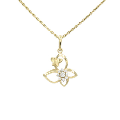 14k CZ Butterfly Pendant