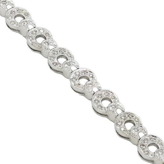 14k White Gold CZ Circle Tennis Bracelet