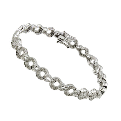 14k White Gold CZ Circle Tennis Bracelet