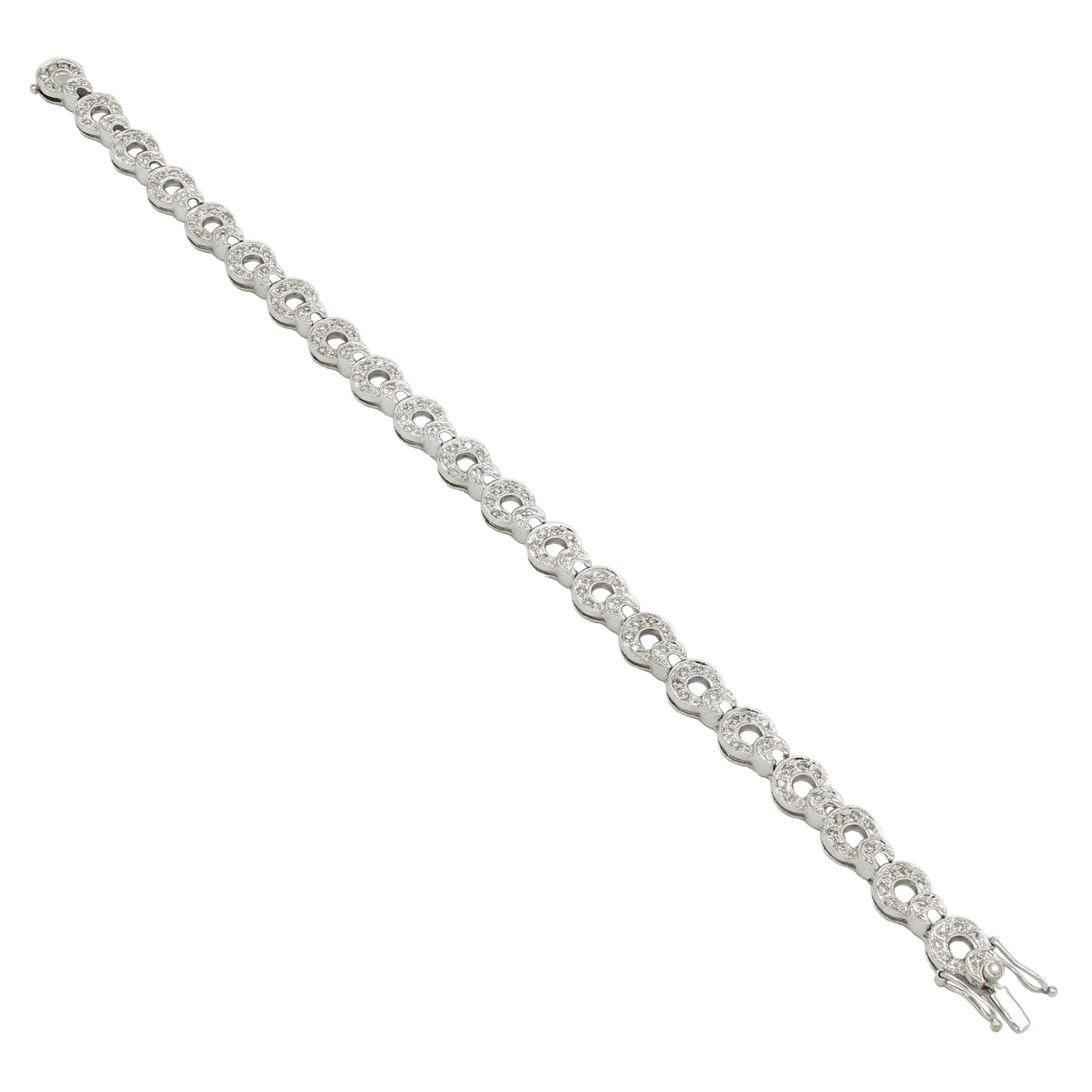 14k White Gold CZ Circle Tennis Bracelet