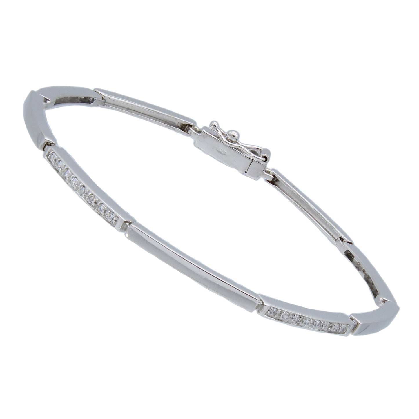 14k White Gold CZ Thin Bar Tennis Bracelet