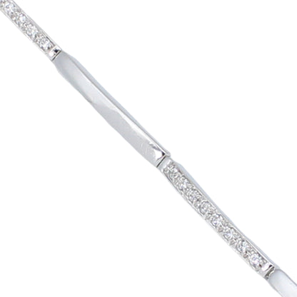 14k White Gold CZ Thin Bar Tennis Bracelet