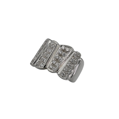 14k White Gold Fancy CZ Wide Band Ring