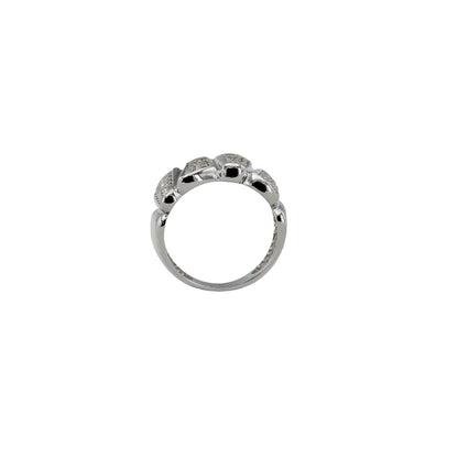 14k White Gold Fancy CZ Wide Band Ring