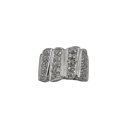 14k White Gold Fancy CZ Wide Band Ring