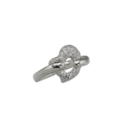 14k White Gold CZ Pave Heart Ring