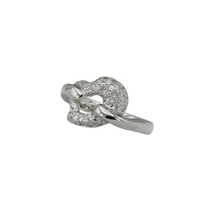 14k White Gold CZ Pave Heart Ring