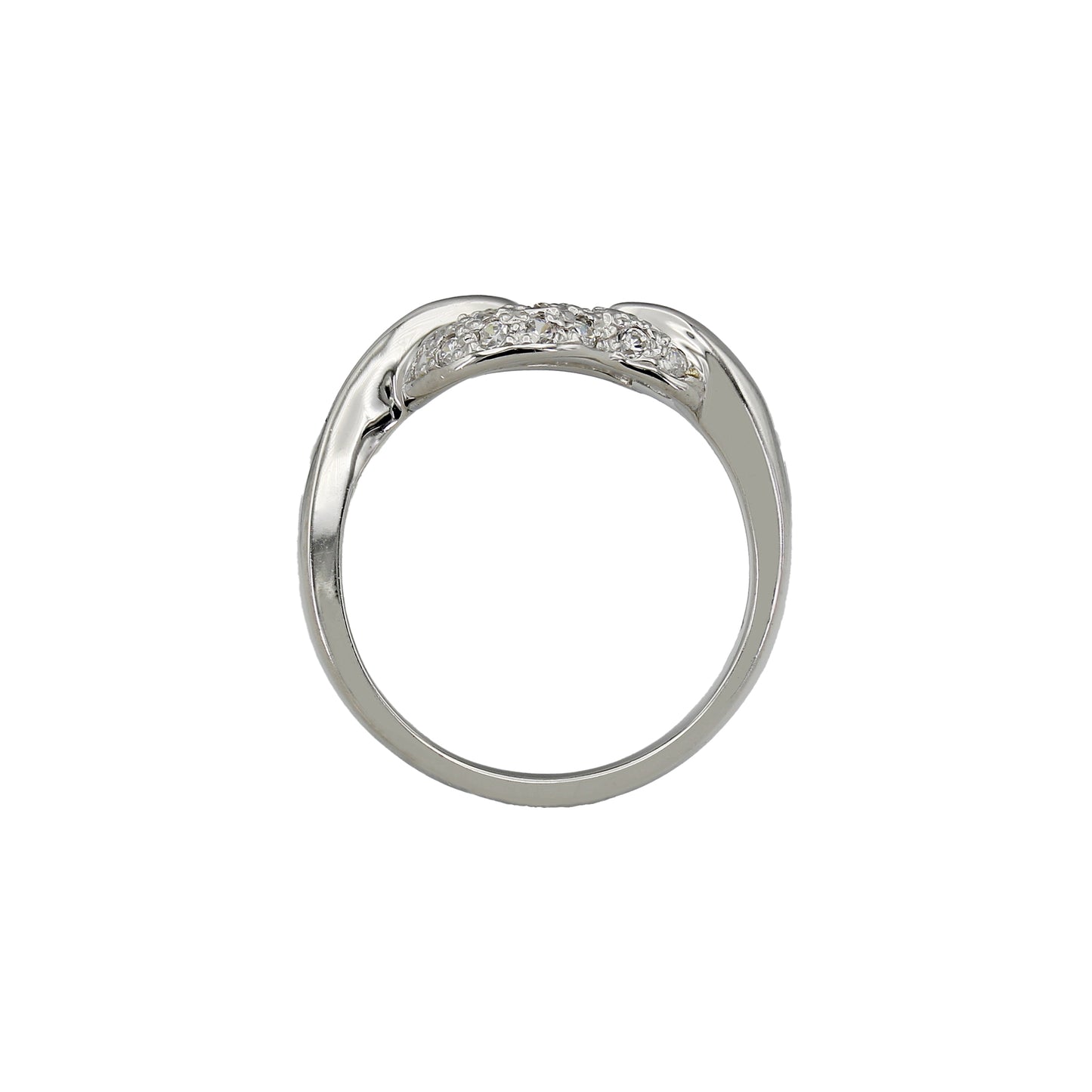 14k White Gold CZ Pave Heart Ring