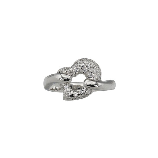 14k White Gold CZ Pave Heart Ring