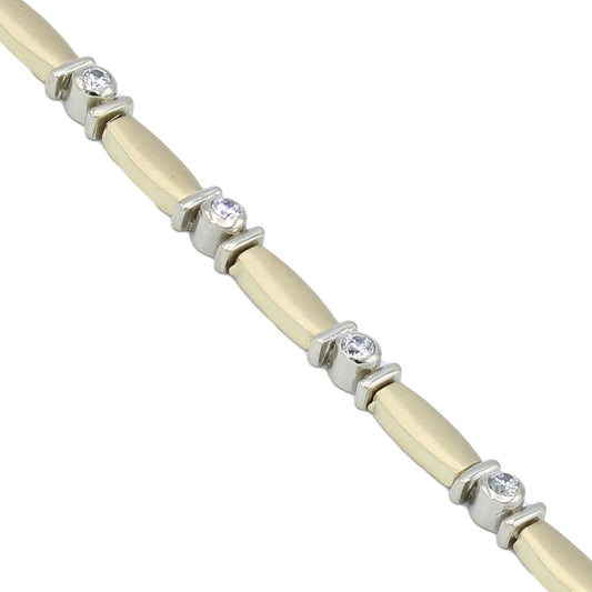 14k White Gold CZ Bezel Tennis Bracelet