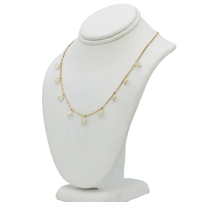 14k Yellow Gold CZ Drop Necklace