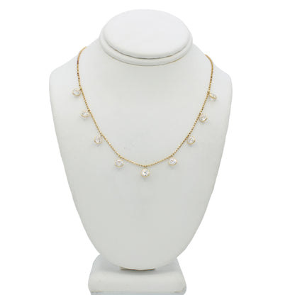 14k Yellow Gold CZ Drop Necklace