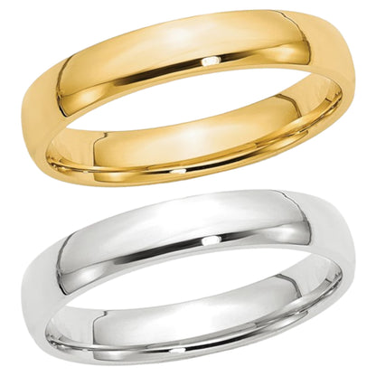 14k Half Round Comfort Fit Lightweight Wedding Bands - 4.00 mm