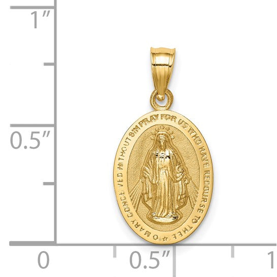 14k Yellow Gold Oval Miraculous Medallion - 21.5 mm