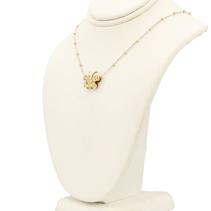 14k Two-Tone Diamond Butterfly Necklace