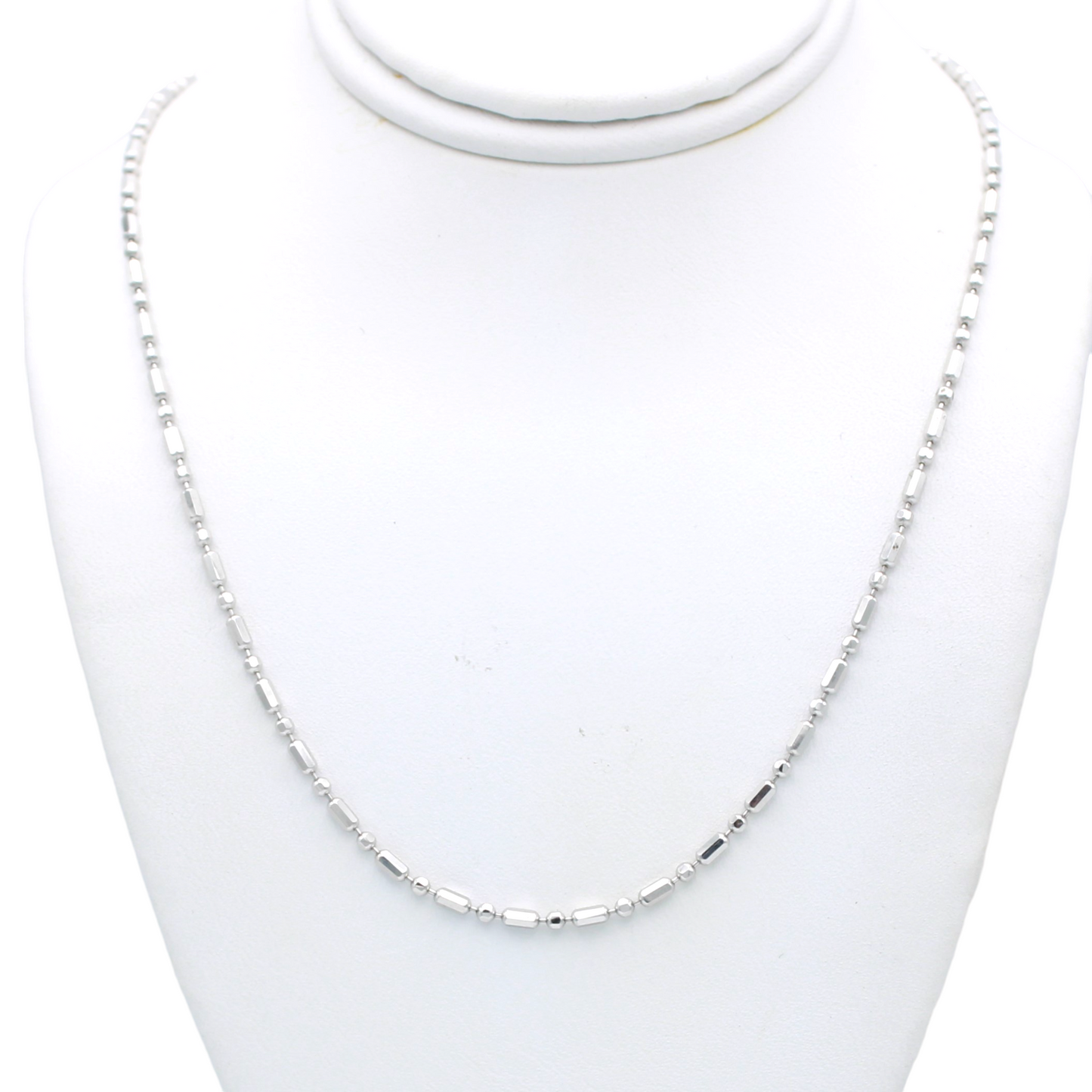14k White Diamond-Cut Bead Chain - 1.65 mm
