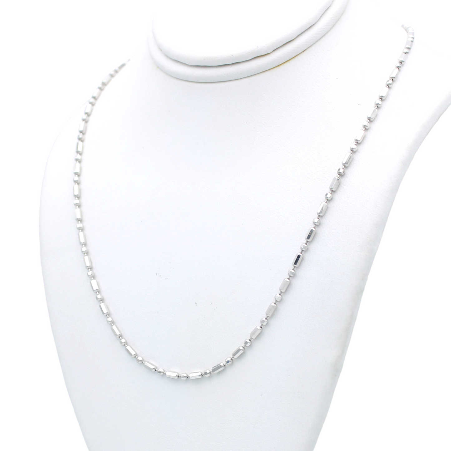 14k White Diamond-Cut Bead Chain - 1.65 mm