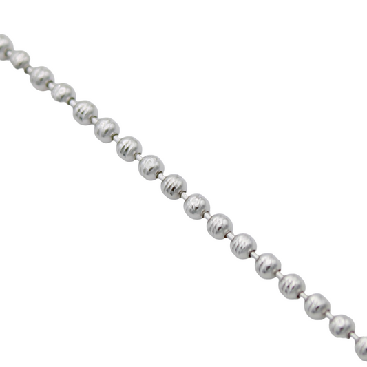 14k White Diamond-Cut Bead Chain - 2.00 mm