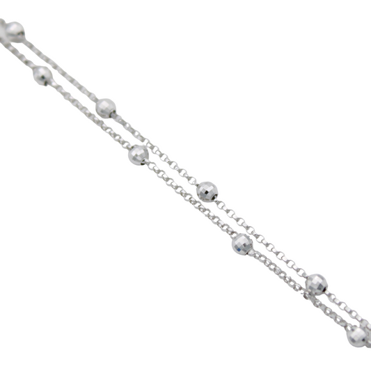 14k White 2-Strand Bead Chain - 3.00 mm