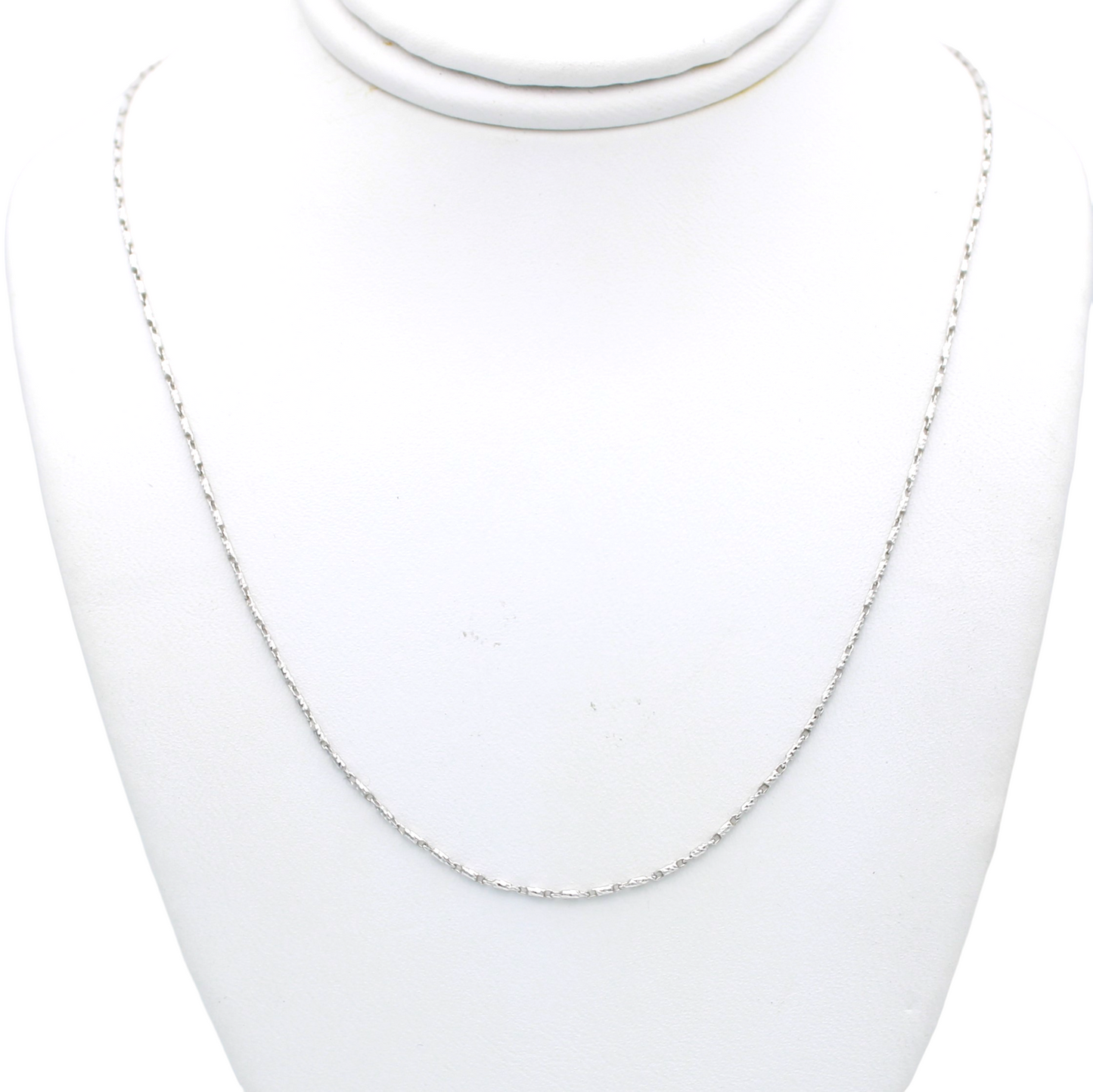 14k White Diamond-Cut Barrel Link Chain - 0.80 mm