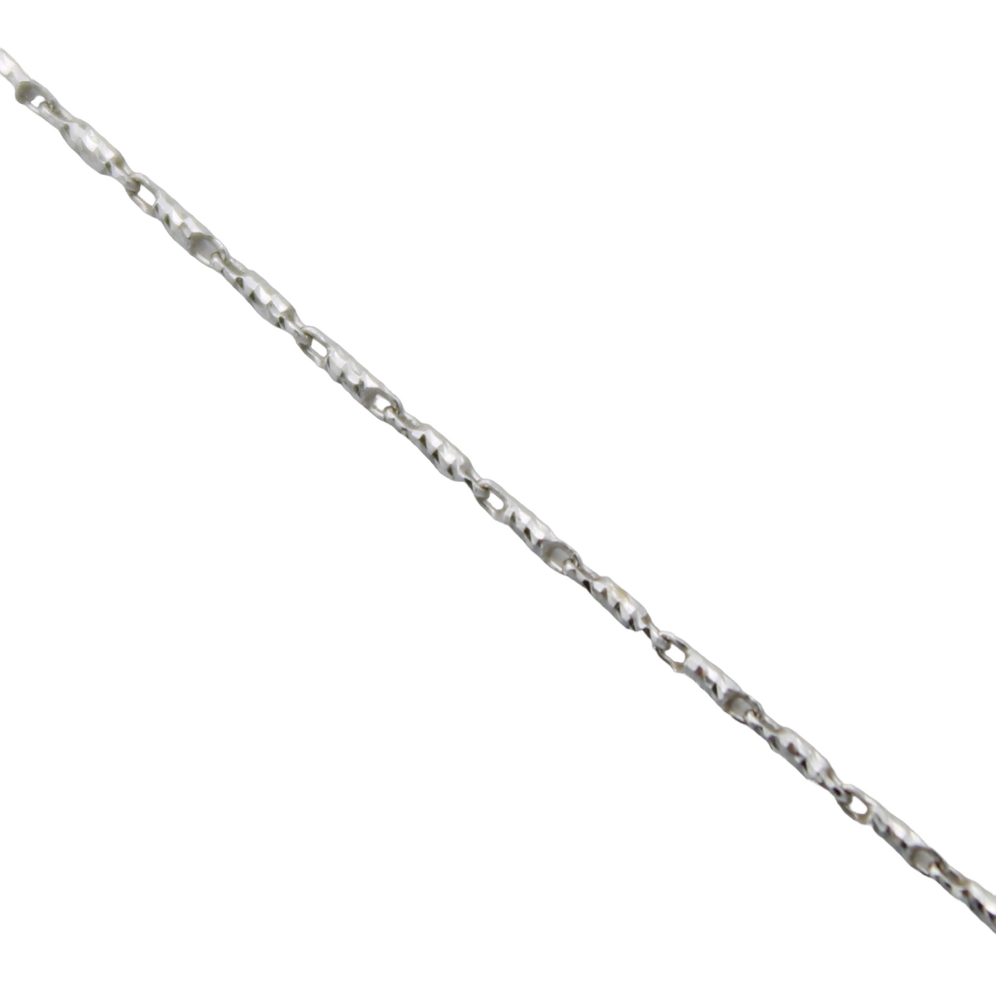 14k White Diamond-Cut Barrel Link Chain - 0.80 mm