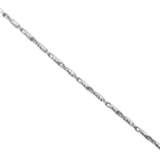 14k White Diamond-Cut Barrel Link Chain - 0.80 mm